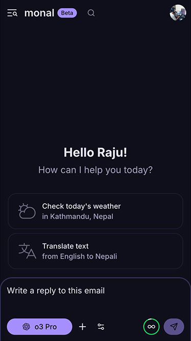 Monal Chat Mobile App